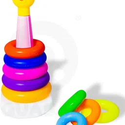 quasar Colorful Teddy Rings with Rainb0w Smiley Stacking Play Set Toy for Kids 6 to 2 Year Baby's Made in India Pretend Role Play Set Children Learn Play Fun Toddler Kids Set Girls (9 Ring Teddy)-picture-20