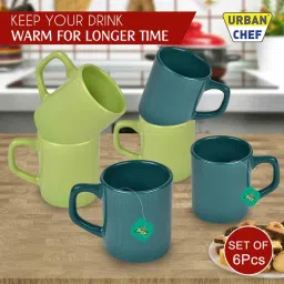 urban chef Green 100ml Hancrafted Ceramic (Set of 6) Tea Cups image 3