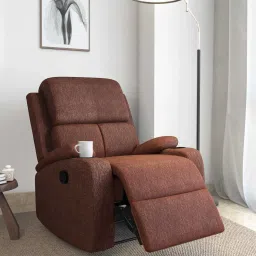 nilkamal Matt Fabric Manual 1 Seater Recliner In Cocoa Colour image 1