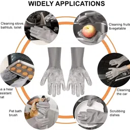 hardan Silicone Gloves For Washing Utensils, Hand Gloves For Dish Washing, Wet and Dry Glove Set image 5