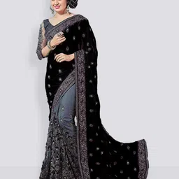less than three Embroidered Bollywood Silk Blend, Net Saree-picture-12