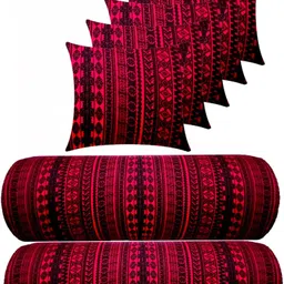 changers Microfibre Bolster Pack of 7 Geometric Combo Set Of 5 Cushion 2-picture-17
