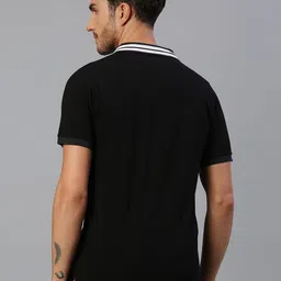 Dennis Lingo Men Black Polo Collar Pure Cotton T-shirt image 5