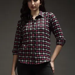 bns Women Relaxed Fit Fit Checkered Spread Collar Casual Shirt-picture-15