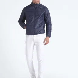 flying machine Men Solid Quilted Jacket image 3