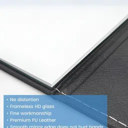 UniKart Black Foldable Leather Table Top Mirror image 3