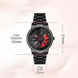 moxil Watch Analog Watch - For Men Spinning Car Wheel Dial with Black Coated Stainless Steel Chain image 3