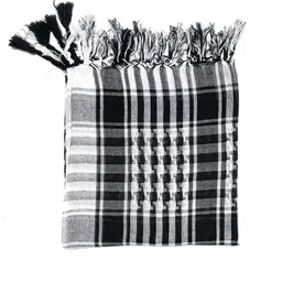 villa trends Checkered Pure Cotton Men Black Scarf image 2