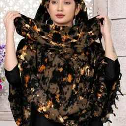 Printed Cotton Blend Women Brown Scarf-image-0