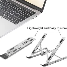 INDOB Portable Aluminum Laptop Stand, Adjustable Ergonomic Computer Riser laptop stand metal silver Iron Desk Stand Rotatable Laptop Stand with Adjustable Height Compatible with Universal Laptops image 2