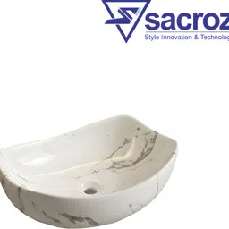SACROZ Marble Finish Table Top Wash Basin / Sink for Bathroom MS-2610 Counter Top image 3