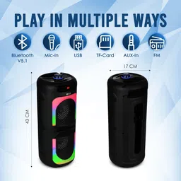 ME&U Newely launch partymate WITH FM USB AUX BLUETOOTH KARAOKE WIRED MIC RGB LIGHT 40 W Bluetooth Party Speaker image 2