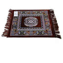 Kuber Industries Pack of 4 Maroon & Blue Ethnic Print Prayer Floor Mat image 4