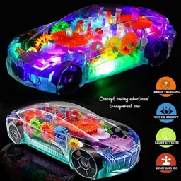 toy arena 3D Super Transparent Car 360 Mechanical Rotation with Sound &Light Toys for Kids image 2
