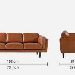 casacraft from pepperfry Brookly Leatherette 3 Seater Sofa In Tan Colour image 2