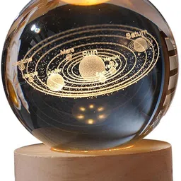 avnish 3D Space Galaxy Planet Crystal Ball Night Light LED Crystal Night Lamp With Base Night Lamp-picture-10