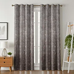 galaxy drape 213 cm (7 ft) Door Velvet Room Darkening Curtain (Pack Of 2) image 1