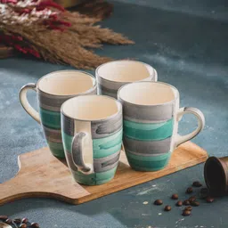 hs hindustani saudagar Aqua Mist Coffee Set of 4 (275 ML Each) Microwave Safe Coffees Ceramic Ceramic Coffee Mug-picture-25