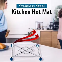 oystio Stainless Steel Heat Resistant Hot Pot Stand, Heating Pads for Dinning Table, Stainless Steel Placemats, Pot Bowl Tawa Holder, Hot Mat for Dining Table Mirror Trivet image 4