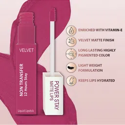 FORFOR Set of 2 Power Stay Matte Lips Non-Transfer 12 Hours Stay Velvet Matte Liquid Lipstick 4 ml Each- Pink Blush 10 - Mauve Matte 23 image 3