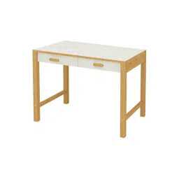 adona Exotica Solid Wood Study Desk with Drawers and Wooden Handles in Ivory Colour image 3