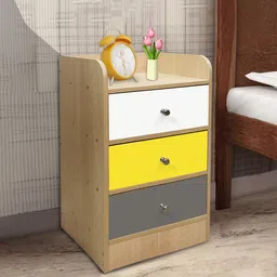 kawachi Rian Bedside Table in Multi Finish with Drawers image 1