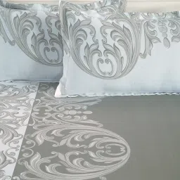 swayam White Traditional 144 TC Cotton Queen Sized Bed Sheets with 2 Pillow Covers image 3