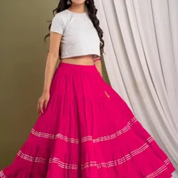 mrfabricse Women Solid Flared Pink Skirt-picture-21