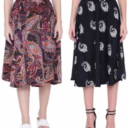 mannat diva Women Printed Flared Multicolor Skirt-picture-26