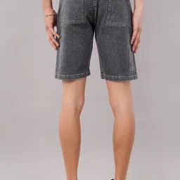 nivasu Solid Men Denim Grey Denim Shorts image 2