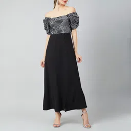 athena Women Maxi Black Full Length Dress-picture-17