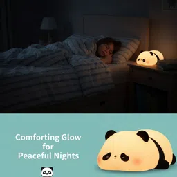 finaro Sleeping Panda LED Lamp | Soft Silicone Night Light for Baby Room Night Lamp image 3
