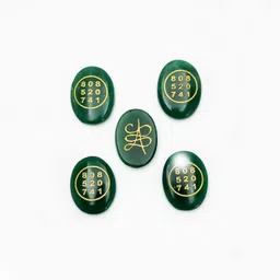 multiagate Green Jade Crystal Money Switch Word & Zibu Symbol of Prosperity Oval Shape Decorative Showpiece - 0.5 cm image 4