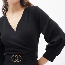 harpa Women Bodycon Black Midi/Calf Length Dress image 4