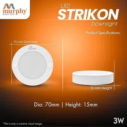 murphy 3W Strikon Surface LED Light – Cool White | Flush Mount – Pack of 10 Ceiling Light Ceiling Lamp image 3