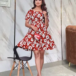 doresuzaa Women A-line Red Knee Length Dress-picture-32