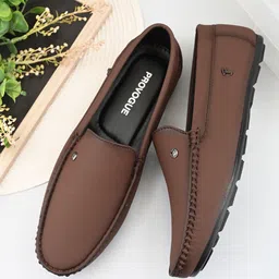 Provogue Men Tan Faux Leather Formal Slip On Loafers Slip On For Men-picture-25
