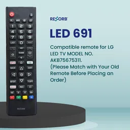 RESORB LED 691 NON VOICE Compatible with LG LED TV remote MODEL NO. AKB75675311 Remote Controller image 2