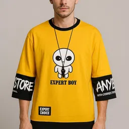 cnw Pack of 2 Men Graphic Print Round Neck Cotton Blend Multicolor T-Shirt image 3