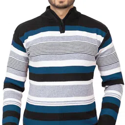 colorchakra Men Striped Collared Neck Multicolor Sweater-picture-24