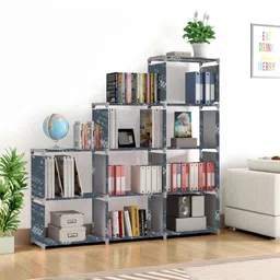 sbkx Carbon Steel Collapsible Bookshelf | Space Saving 9-Shelf Book Rack Almirah Home Metal Open Book Shelf image 1