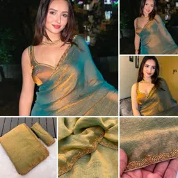 ethvika fab Solid/Plain, Self Design Bollywood Jimmy choo Saree image 5