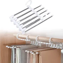 5 in 1 HangerMulti Purpose, for Trousers, Scarf, Tie, Belt, Pant, Jeans Shirt Steel Trousers Hanger For Trousers-image-80