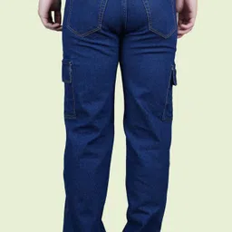 white leapard Men Regular Mid Rise Dark Blue Jeans image 2