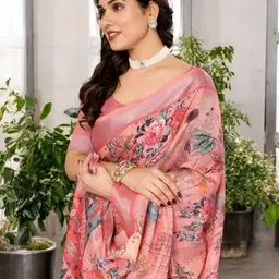 marabout Digital Print Bollywood Cotton Linen Saree-picture-19