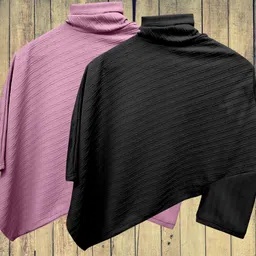 metronaut Pack of 2 Self Design Men Zip Neck Polyester Pink, Black T-Shirt image 2