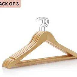 3 Pacs Clothes Hanger for Cupboard | Space Saving Heavy Duty Garment Holder Wooden Dress Pack of 3 Hangers For Dress-image-16