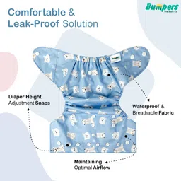 bumpers the baby co. Premium & Ultra Soft Organic Cloth Diaper for babies Pack of 1, Sea Blue image 3