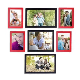 art street Set Of 7 Red Wood Collage Photo Frames image 2
