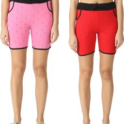 fasha Pack of 2 Printed Women Multicolor Basic Shorts-picture-11